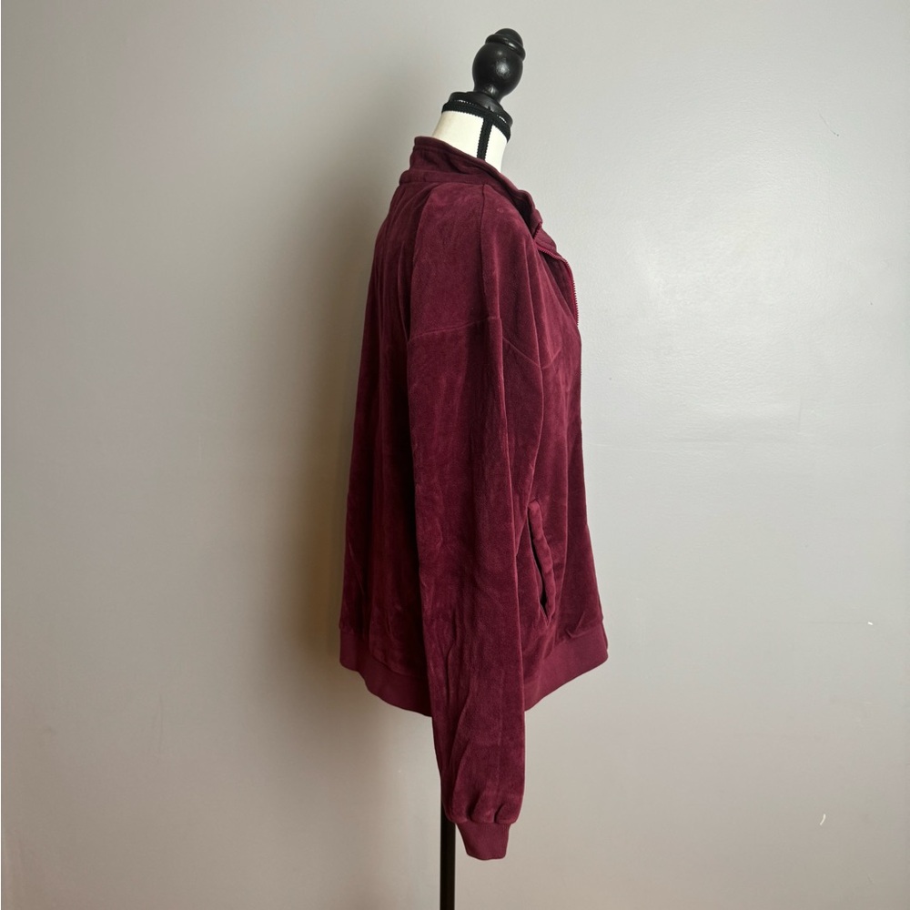 True Religion unisex burgundy velour zip up collared sweatshirt size large - Picture 7 of 8